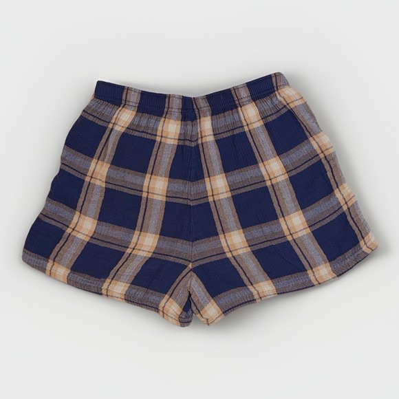Aerie Navy Blue & Tan Plaid 100% Cotton Gauze Pajama Boxer Shorts Women XS - Picture 2 of 7